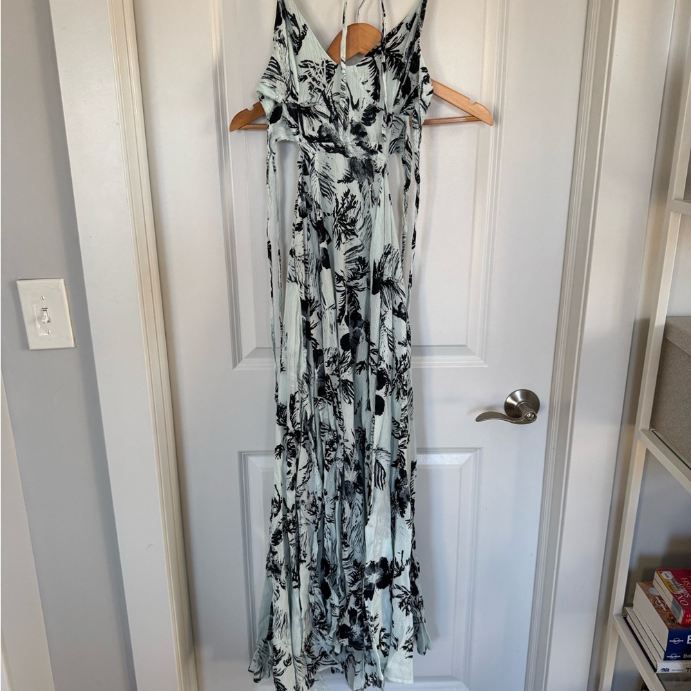 Floral Maxi Dress in Black and White